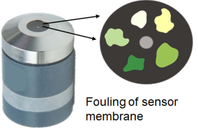 膜法余氯傳感器污染示意圖